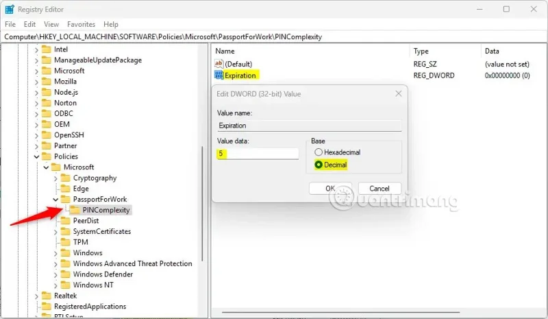 How to set Windows 11 PIN expiration date