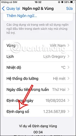 iPhone'da sayı biçimini değiştirme talimatları