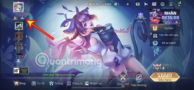 Instruções sobre como visualizar o poder de combate do Lien Quan Mobile