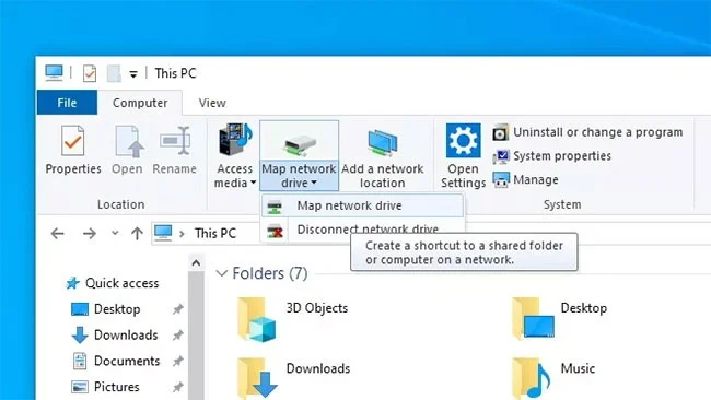 How to map a network drive in Windows 10
