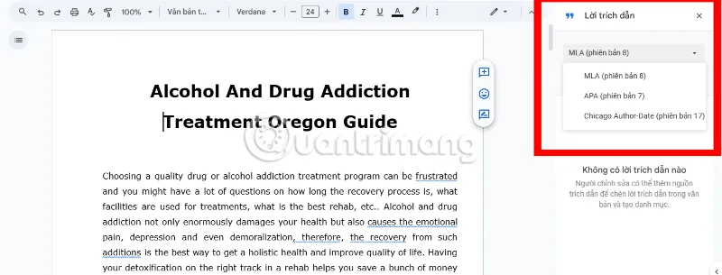 Cómo insertar citas en Google Docs