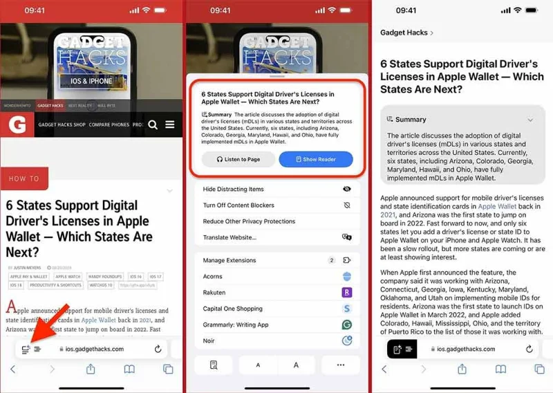 Cómo ver el resumen de un artículo destacado en Safari