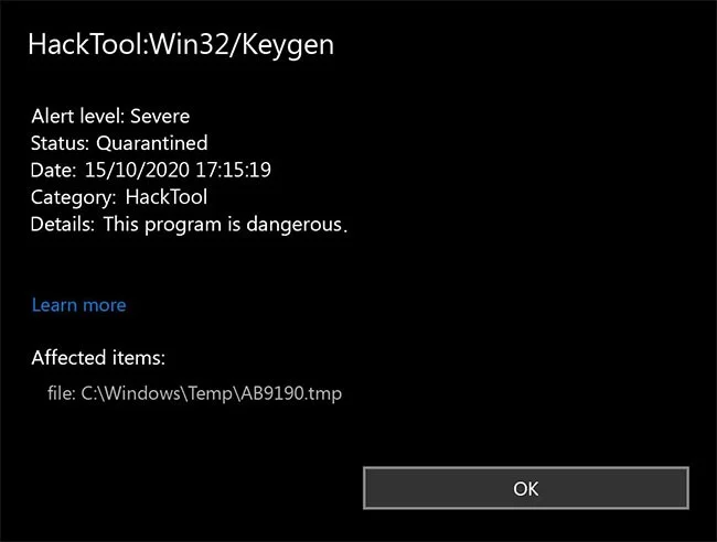 ما هو Malware HackTool:Win32/Keygen؟ كيفية الإزالة؟