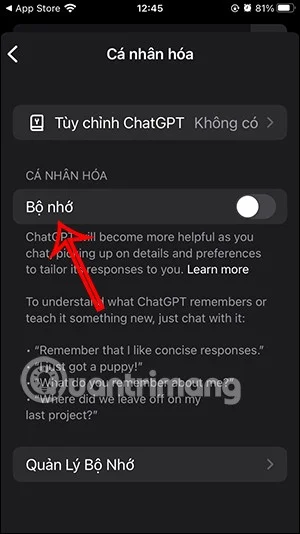 Instruções para desabilitar o armazenamento do ChatGPT