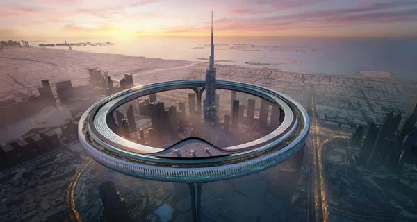 Admira Downtown Circle, una ciudad circular en el cielo con una circunferencia de 3.000 m que rodea la torre Burj Khalifa.