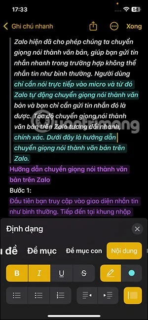 iOS 18에서 노트에 색을 입히는 방법은 매우 간단합니다.