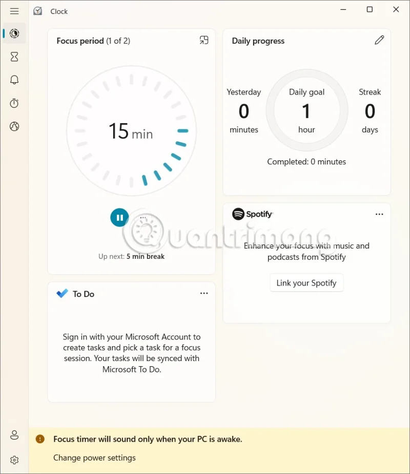 Instructions for using Windows Focus to increase concentration