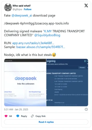 Los estafadores utilizan Deepseek para robar datos de los usuarios