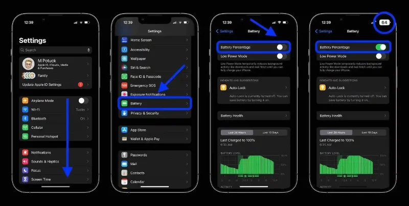 iOS 16에서 iPhone 배터리 백분율을 표시하는 방법