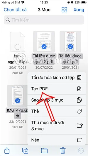 Instrucciones para fusionar archivos PDF en iPhone