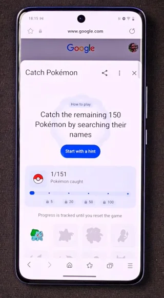 Anleitung zum Spielen des Pokémon-Fangspiels auf Google