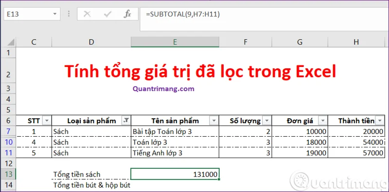 Función SUBTOTAL: Calcula el valor total de una lista filtrada en Excel