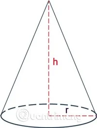 Fórmula para calcular el área lateral de un cono, área total de un cono, volumen de un cono, V de un cono