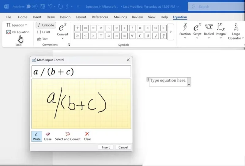 Cómo escribir fórmulas matemáticas en Word muy fácilmente