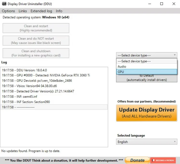 How to install/reinstall GPU driver on Windows