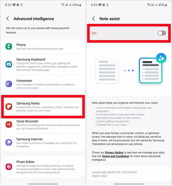Cómo usar el Asistente de notas en el Galaxy S24