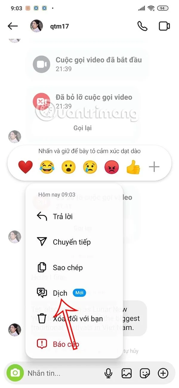 Como traduzir mensagens no Instagram