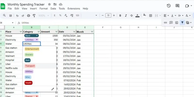 How to Create a Monthly Spending Tracker on Google Sheets