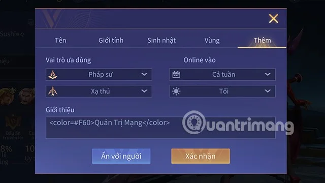 How to write color letters in Lien Quan Mobile