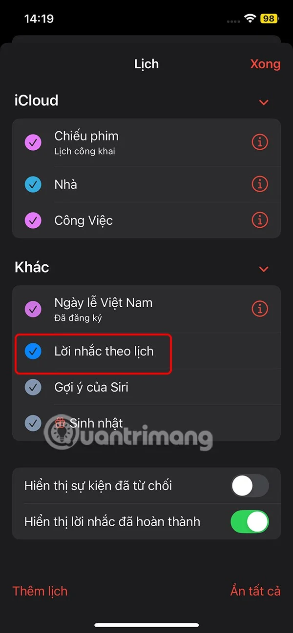 iPhone'daki Takvim'den hatırlatıcılar nasıl silinir