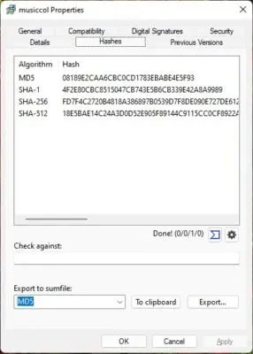 How to verify MD5, SHA-1 and SHA-256 checksums in Windows