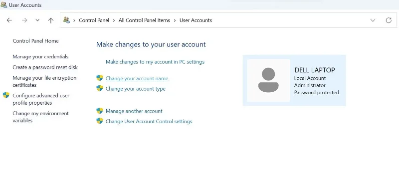 How to change username in Windows 11
