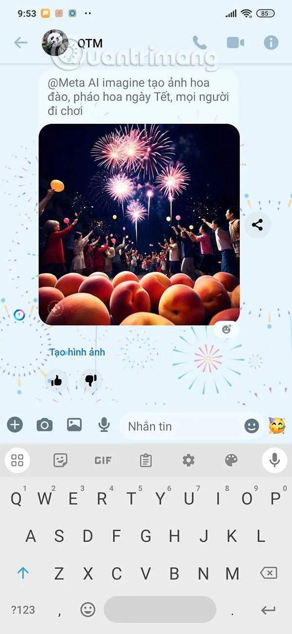 Instruções para criar imagens de IA no chat do Messenger