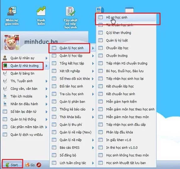 VnEdu'da öğrenci bilgilerini değiştirme talimatları