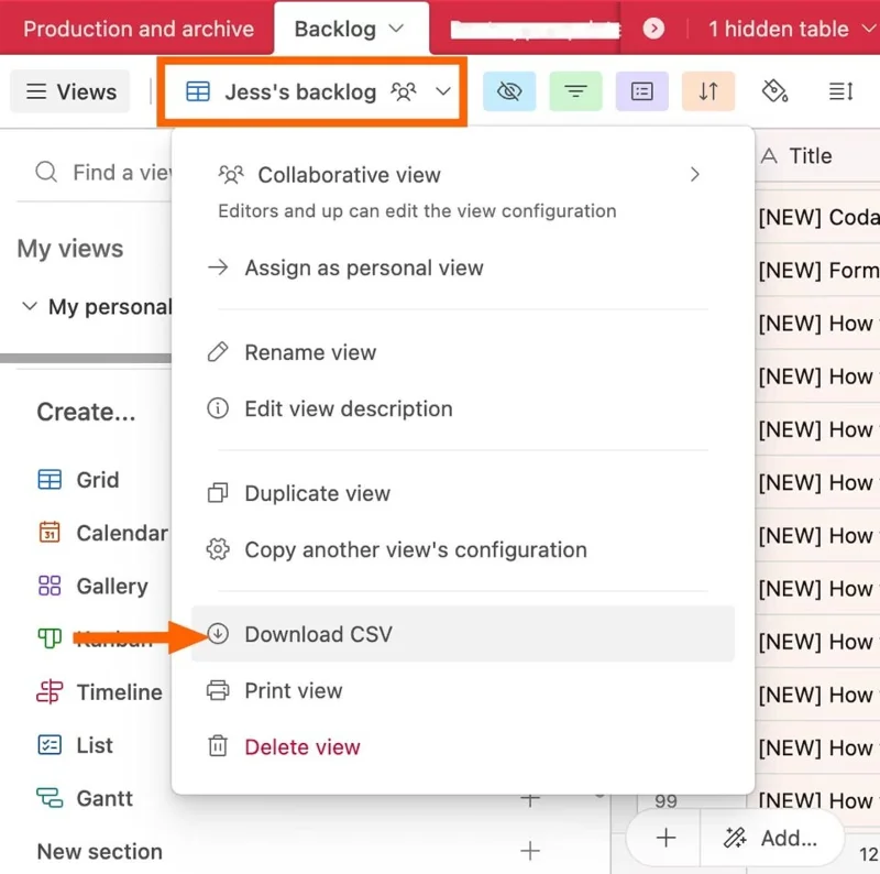 Cómo exportar Airtable a Excel y Hojas de cálculo de Google