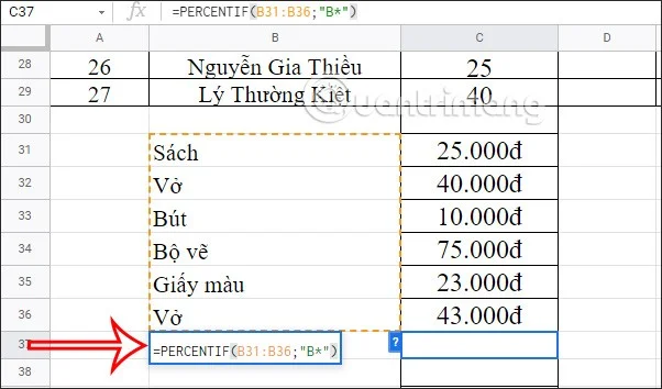 How to calculate percentage (%) in Google Sheets