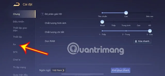 Lien Quan maç geçmişinin nasıl gizleneceğine dair talimatlar