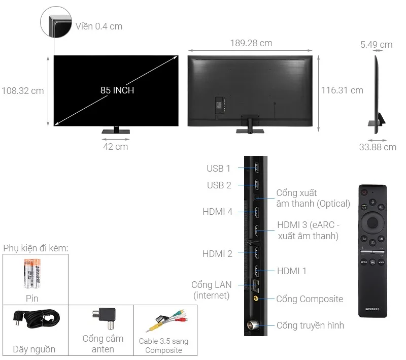 What are the sizes of 32-inch, 40-inch, 43-inch, 55-inch TVs... from Sony, Samsung, LG?