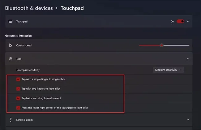 Windows 11'de dokunmatik yüzey hareketleri nasıl etkinleştirilir/devre dışı bırakılır