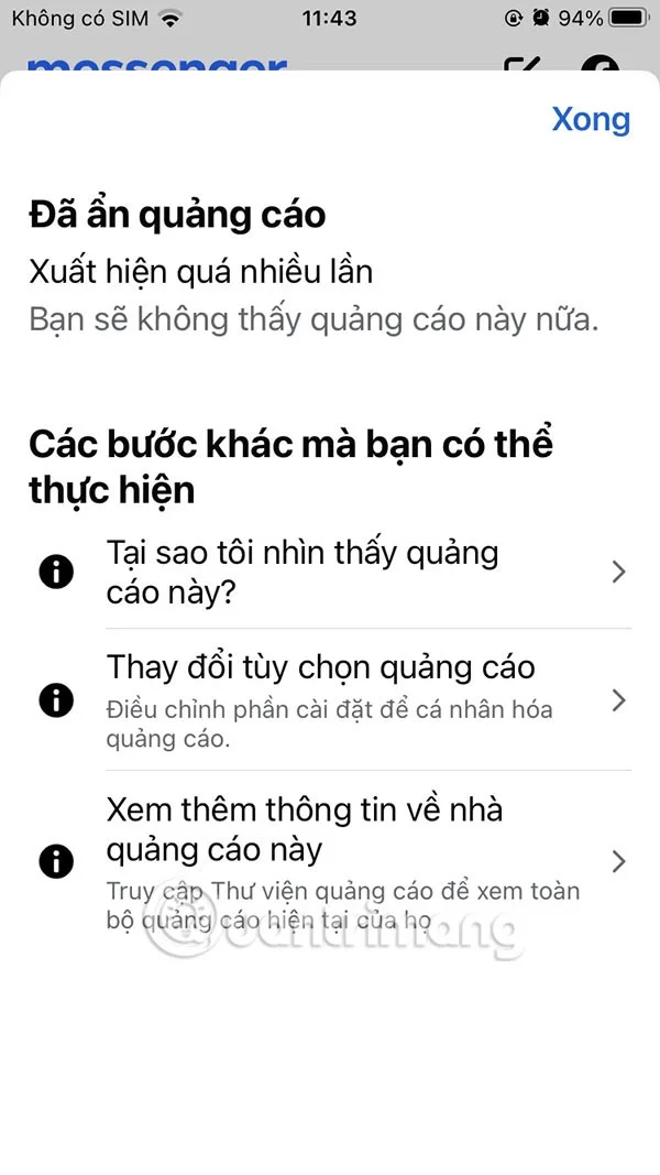 Cómo bloquear mensajes publicitarios en Messenger