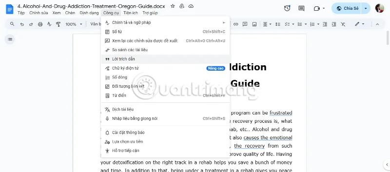 Cómo insertar citas en Google Docs