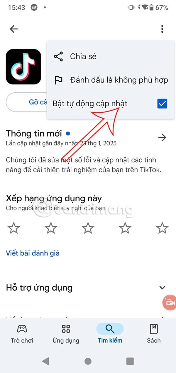 Instruções para desativar a atualização automática do TikTok