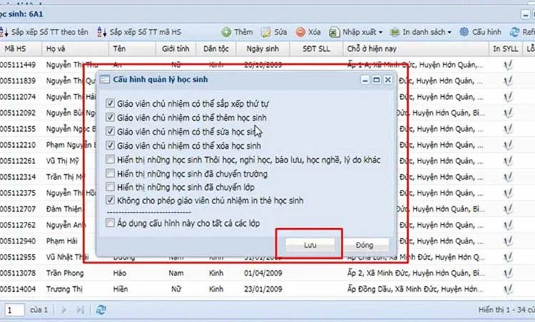 VnEdu'da öğrenci bilgilerini değiştirme talimatları
