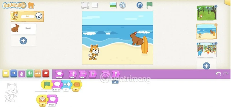 ScratchJR'da mesajlı animasyonlar oluşturma talimatları