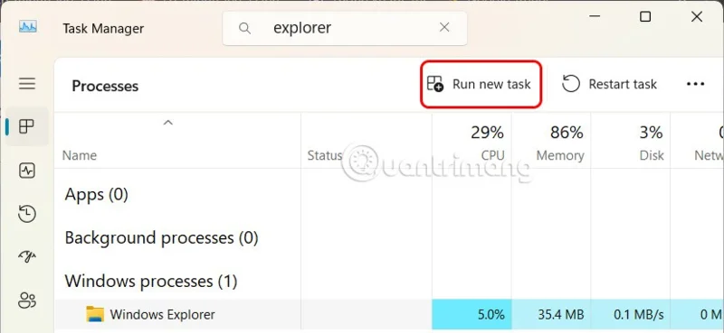 Donmuş bir Windows Gezgini nasıl yeniden başlatılır