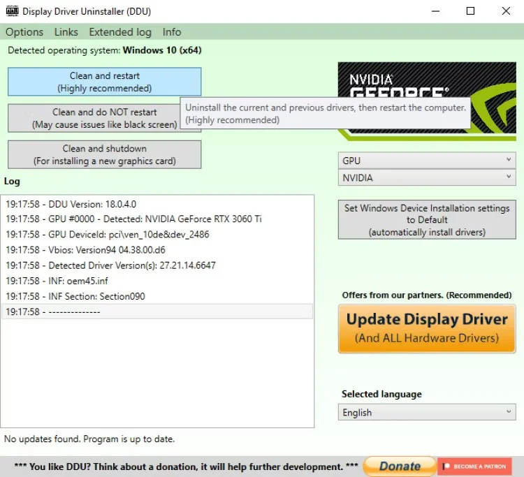 How to install/reinstall GPU driver on Windows