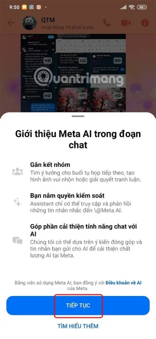 Instruções para criar imagens de IA no chat do Messenger