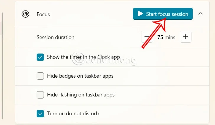 Instructions for using Windows Focus to increase concentration