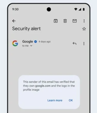 Gmail 新增藍色複選標記以驗證「信譽良好」的寄件人