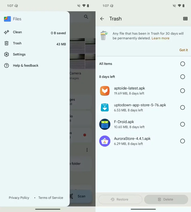 Jak opróżnić kosz na Androidzie