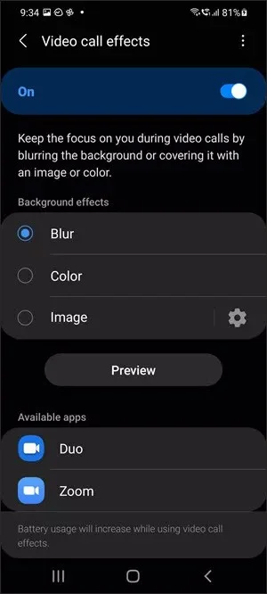 Cómo usar efectos de videollamada en Samsung