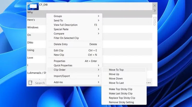 Why do people prefer Ditto over Windows Clipboard?