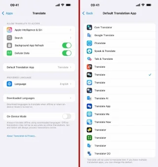 Instruções para alterar o aplicativo de tradução padrão no iPhone