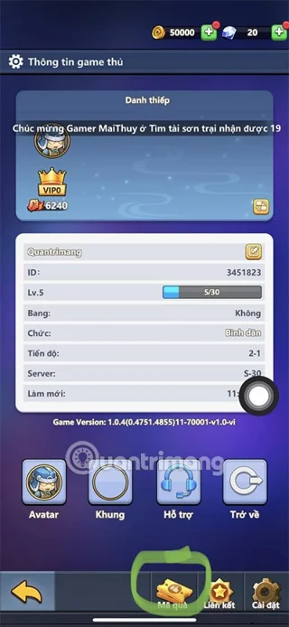 El último código de Mini Heroes Dai Chien Tam Quoc