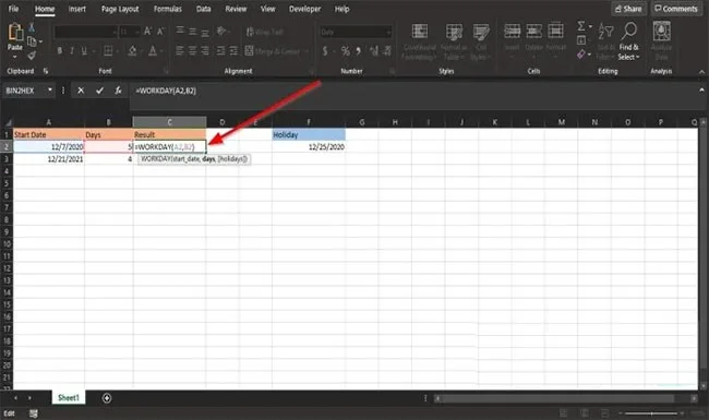 Cómo utilizar la función DIA.LAB en Microsoft Excel
