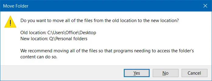 Move Desktop, Downloads and Documents to another drive on Windows 10